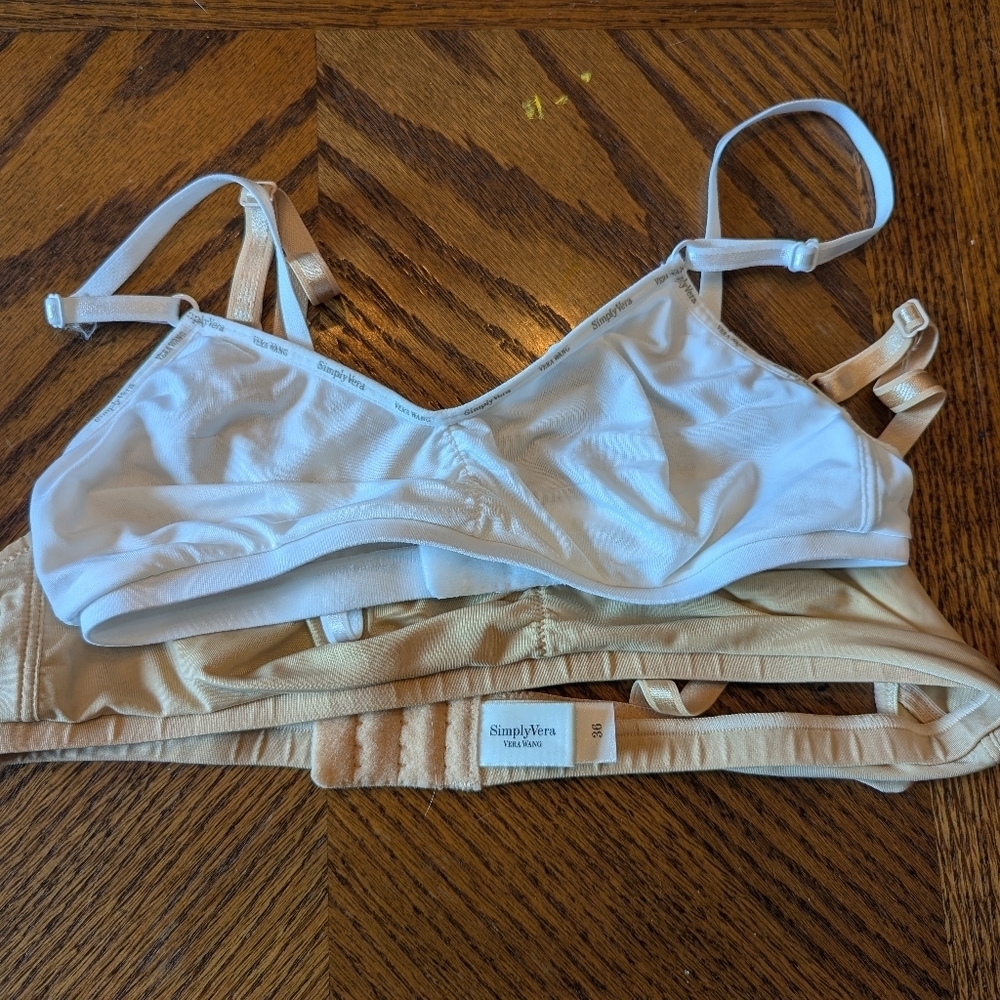 Simply Vera By Vera Wang, Set Of Two.Simple Women's White and Cream Bralette Duo